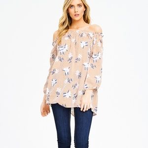 NWT Floral Boho Long Blouse